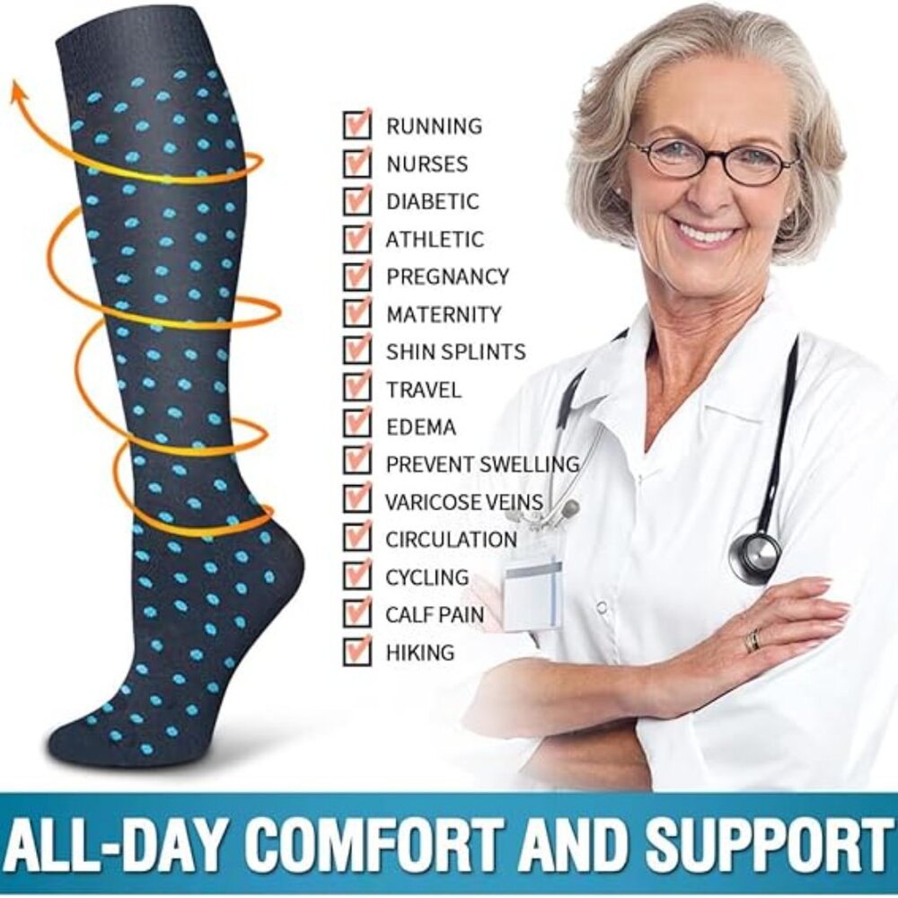6 Pairs Compression Socks for Men and Women Compression Stocking( Large/XLarge) - Picture 3 of 3